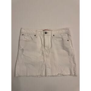 GAP Jeans White Denim Mini Skirt Size 10 Women's Stretch Raw Hem Short